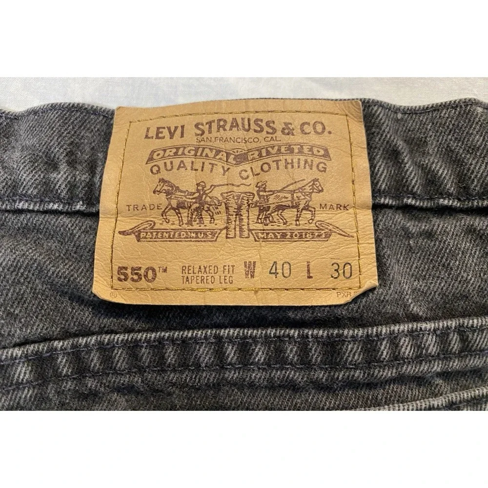 Levi's 550 Relaxed Fit Jeans Men's 40x30 Black Gray Tapered Leg Denim